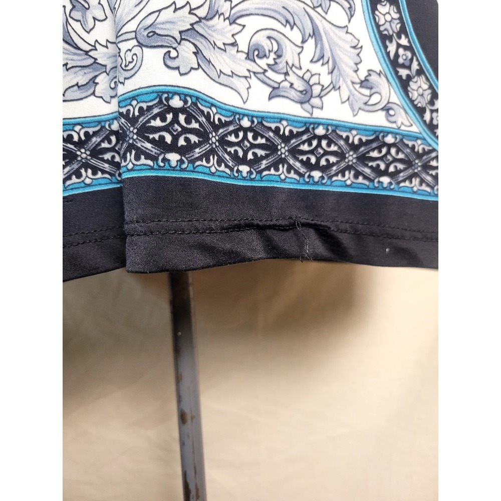Vintage 90s Y2K Body Central Boho Sleaze V-neck Dress Baroque Teal Motif S/M - Picture 6 of 11